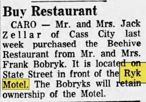 Caro Motel (Park Drive Inn) - Jun 07 1965 Article